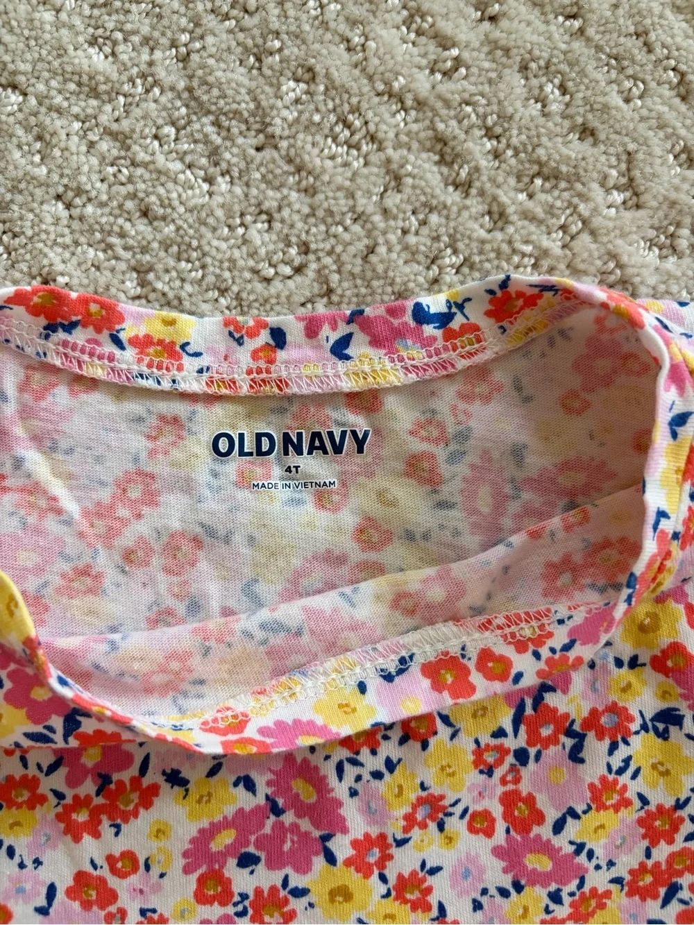 Old Navy Pink Floral Short Sleeve Dress for Girls